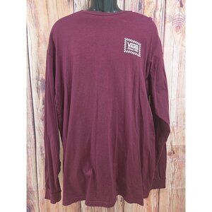 Vans Burgundy Long Sleeve T-Shirt XL 100% Cotton Checkerboard Logo
